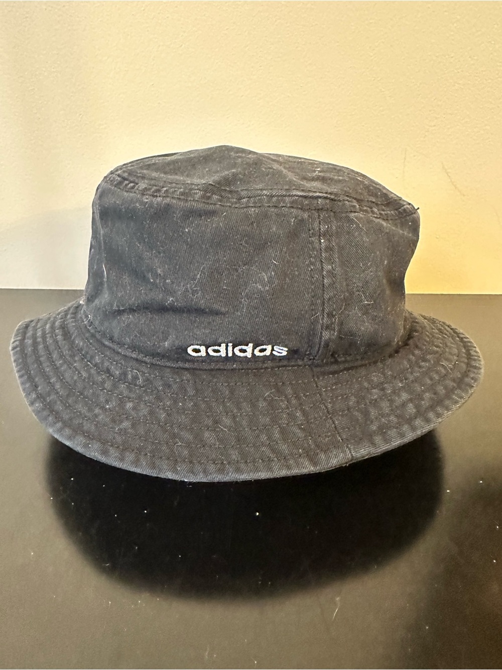 adidas Black Bucket Hat with White Logo